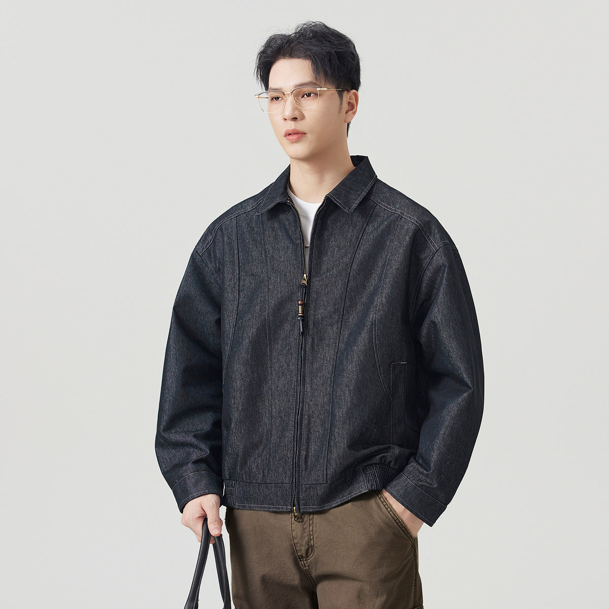 Men's Casual Raw Denim Turn-down Collar Jacket