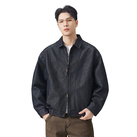 Men's Casual Raw Denim Turn-down Collar Jacket